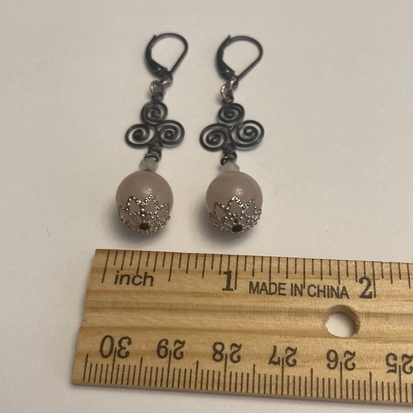 Light Pale Pink Scroll Earrings - Picture 2 of 14